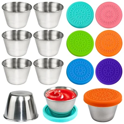 Afbeelding van GMMG Set van 6 mini dressingdozen 70 ml roestvrij staal met deksel