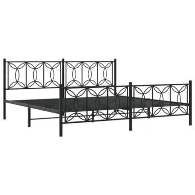 Image de vidaXL Cadre de lit métal sans matelas avec pied noir 193x203cm