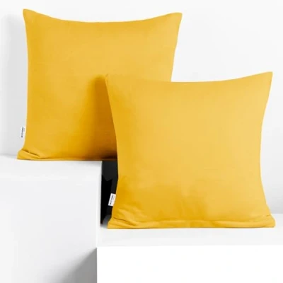 Afbeelding van DecoKing 2 kussenslopen 80 x cm jersey katoen rits amber geel