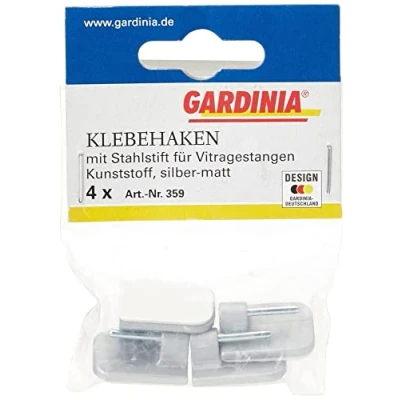 Afbeelding van Gardinia, grijs, ondoorzichtig, haken voor vensterstang, hoogte 11 mm, zilverkleurig, mat, ABS kunststof