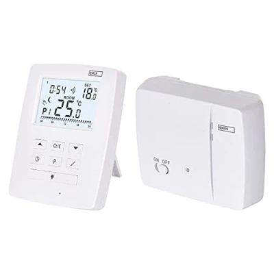 Afbeelding van EMOS OpenTherm Draadloze kamerthermostaat, digitaal, programmeerbaar, voor verwarming of airconditioning, 9 programma&#039;s, vorstbescherming, ON OFF, instelbaar differentieel, 11,5 x 3,7 9,1 cm, wit