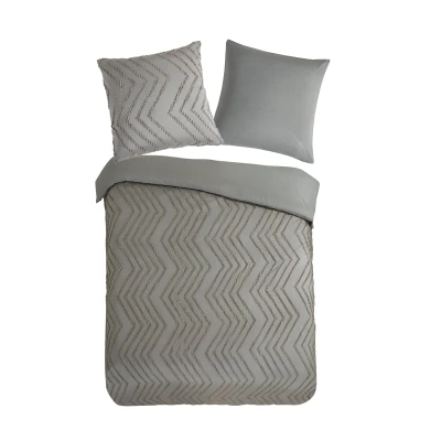 Afbeelding van Pure Dekbedovertrek &quot;luxe zizag biezen/ borduursels&quot; Taupe (155x220 cm) Microfiber