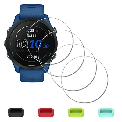 Afbeelding van iDaPro 4 stuks displaybeschermfolie voor Garmin Forerunner 255/255 Music 46 mm + krasbestendige siliconen stofdichte doppen, luchtbelvrij