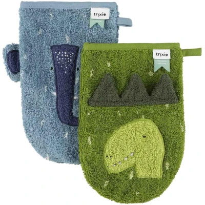 Afbeelding van Trixie Washandje 2 Pack Mr. Dino Mrs. Elephant