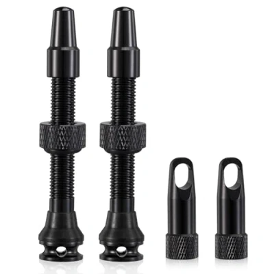 Afbeelding van Presta ventielstangen zonder binnenband voor fiets, zwart, geïntegreerd demontagegereedschap (44 mm), 2 stuks