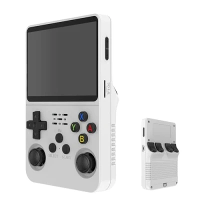 Afbeelding van R36S retro draagbare videogameconsole, 3,5 inch IPS display, videospeler, 64 GB TF kaart, meer dan 10.000 games, gameconsole, open source Linux systeem, wit