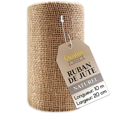 Afbeelding van Creative Deco Jute Lint Rol 20 cm x 10 m DIY, Decoratielint Verpakking Cadeauverpakking