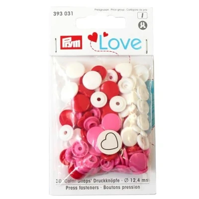 Afbeelding van Prym 393031 Love Color drukknop hart, polyester, 12,4 mm, rood/wit/roze