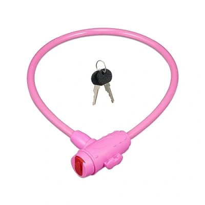 Afbeelding van fietsslot kinderfiets 2 sleutels 70 cm lang kabelslot roze