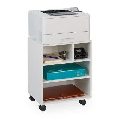 Afbeelding van Relaxdays bureaukast op wielen 4 open vakken 49x40x30 cm printerkast halfhoog