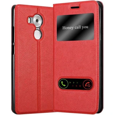 Afbeelding van Cadorabo Hoesje voor Huawei MATE 8 in SAFRAN ROOD Beschermhoes met magnetische sluiting, standfunctie en 2 kijkvensters Book Case Cover Etui