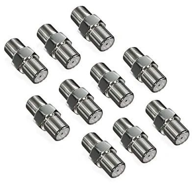 Afbeelding van deleyCON 10 x SAT adapterconnector verlengkabel coaxkabel 2 F stekker vernikkeld voor kabel systemen BK