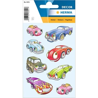 Afbeelding van HERMA 3451 stickers voor kinderen, auto&#039;s, I (24 stickers, mat), permanent zelfklevend, motief etiketten meisjes en jongens, meerkleurig