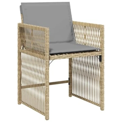 Afbeelding van vidaXL Tuinstoelen 4 st met kussens poly rattan gemengd beige