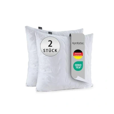 Afbeelding van Komfortec Set van 2 Hoofdkussens 40x40 cm Gewatteerd Microvezel Ademende Slaapkussens Antiallergisch Verstelbare Hoogte Zacht &amp; Licht.