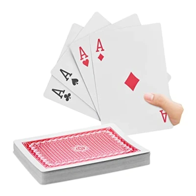 Afbeelding van Relaxdays speelkaarten groot pokerkaarten 54 stuks waterafstotend grote kaarten