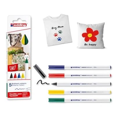 Afbeelding van Viltstift edding 4600 textiel rond 1mm basis assorti blister à 5 stuks