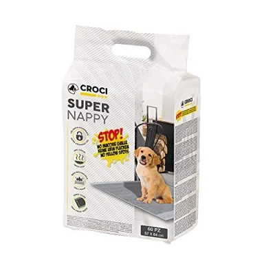 Afbeelding van Croci Super Nappy Set van 60 hondentoiletmatten 57 x 84 cm voor honden en huisdieren, kattenplassen, extreem absorberend, wegwerpbaar, scheurbestendig geurremmend