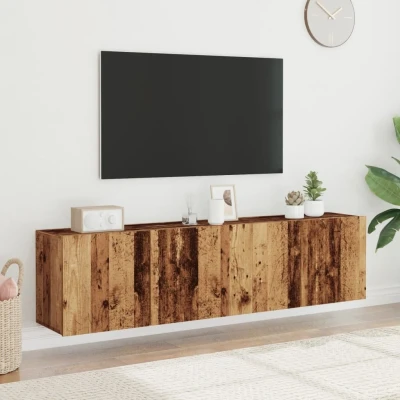 Afbeelding van vidaXL Tv meubels 2 st wandgemonteerd 80x30x41 cm oud houtkleurig