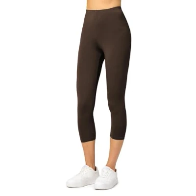 Afbeelding van Merry Style MS MS10 144 LE Dames Capri Leggings Sport Vrijetijdsbroek 3/4 Lengte Viscose Sporbroek Yogabroek Bruin M