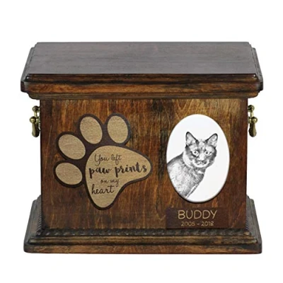 Afbeelding van Kurilian Bobtail urn voor kattenas, gepersonaliseerde asdoos met foto