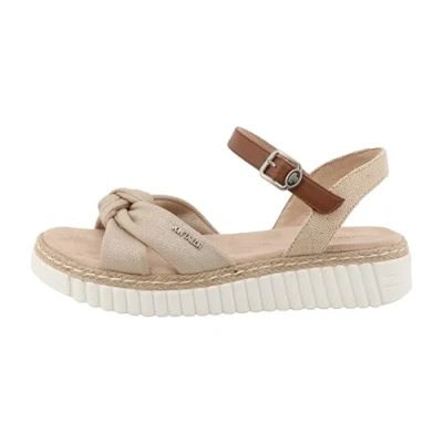 Afbeelding van TOM Tailor Sandalen met plateauzool, Dames, Maat: 40, Gold Imitatieleer/ textiel