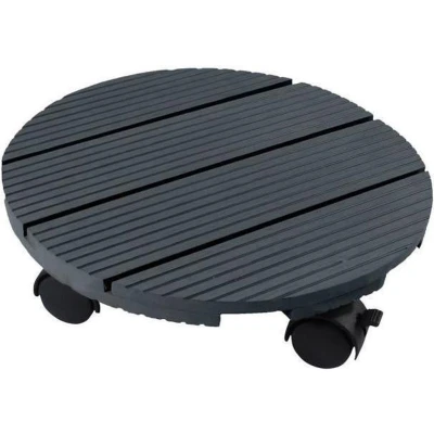 Afbeelding van Plantentrolley met wieltjes Nature Ø 30 cm (Hout/Kunststof/Composiet, Rond, Max. 50 kg)
