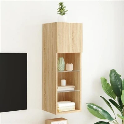 Afbeelding van vidaXL Tv meubel met LED verlichting 30,5x30x90 cm sonoma eikenkleurig