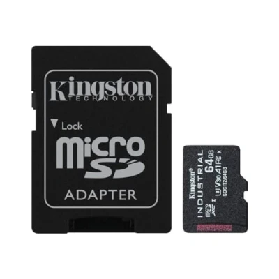Image de Kingston Industrial Carte mémoire flash (adaptateur microSDXC vers SD inclus(e)) 64 Go A1 / Video Class V30 UHS I U3 Class10