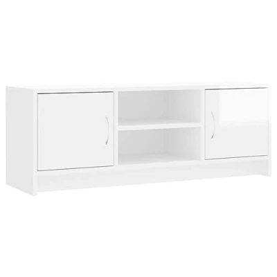Image de vidaXL Meuble TV blanc brillant 102x30x37,5 cm bois d&#039;ingénierie823255