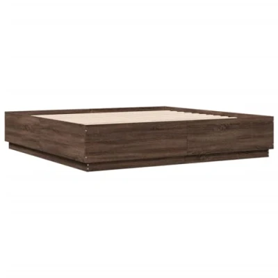 Afbeelding van vidaXL Bedframe met LED verlichting bruin eikenkleurig 200x200 cm