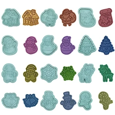 Afbeelding van Higtok 12 stuks kerst uitsteekvormen 3D kinderen voor fondant taart decoratie koekjes