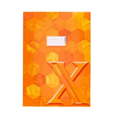 Image de HERMA 20082 Lot de 10 protège cahiers A4 en carton orange avec champ d&#039;inscription, papier solide et extra résistant, motif hexagonal, pour scolaires, colorées