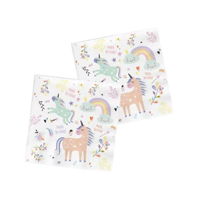 Afbeelding van Eenhoorn en Regenbogen servetten 33x33cm 20 stuks