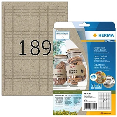 Afbeelding van Etiket HERMA 10750 25.4 x 10mm silphie bruin 3780 stuks