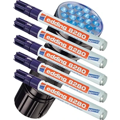 Afbeelding van Edding 8280 Securitas uv marker, 1,5 3 mm, kleurloos + ledlamp, 5 stuks