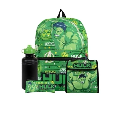 Afbeelding van MARVEL Hulk rugzak, rugzak en lunchtas, schooltas voor jongens, eenheidsmaat groen, Groen