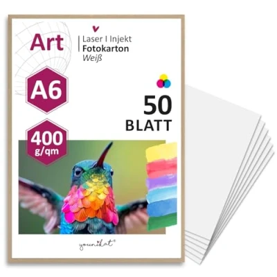 Afbeelding van Blanco ansichtkaarten in 400 g/m² om ze ook te presenteren I DIN A6 set van 50 witte doe het zelf kaarten dik karton schrijven dv_728