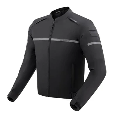 Afbeelding van OZONE MOTO Rider Motorjas voor heren, textiel, elleboog en schouderbescherming niveau 1, afneembare waterdichte thermische voering, 3 ventilatiekanalen, maten tot 13XL, zwart, 6XL, zwart.