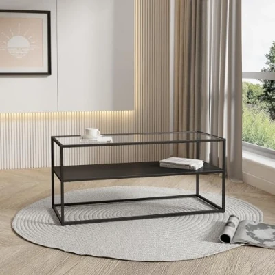 Afbeelding van Salontafel Solund 102x43x46 cm staal zwart mat