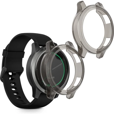 Afbeelding van kwmobile 2x Hoes voor geschikt Garmin Vivoactive 4 (45 mm) Siliconenhoes sporthorloge zwart / transparant