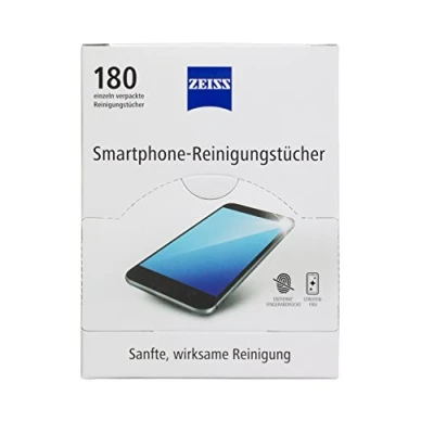 Afbeelding van Zeiss Alcoholvrije reiniging voor smartphoneschermen Smartphone reinigingsdoekjes 180 stuks. 9 cm wit.