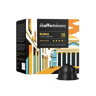 Afbeelding van FRHOME 96 koffiecapsules compatibel met Nescafé Dolce Gusto Koffiemengsel Roma intensiteit 10 Il Caffè Italiano