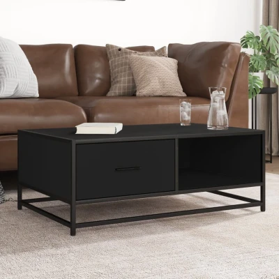 Afbeelding van vidaXL Salontafel 90x57x35 cm bewerkt hout en metaal zwart