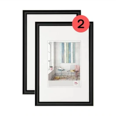 Afbeelding van walther design KP030BD Trendstyle kunststof fotolijst 20 x 30 cm, zwart, dubbele verpakking