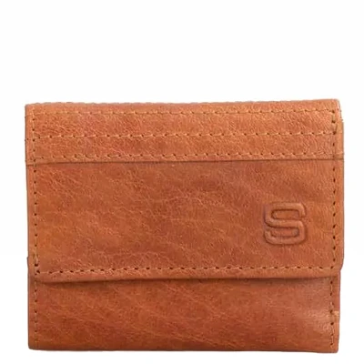 Afbeelding van Spikes &amp; Sparrow Portemonnee / Portefeuille Dames Ritsportemonnee Teton Leer Cognac
