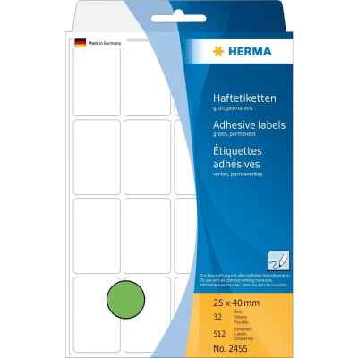 Afbeelding van Etiket HERMA 2455 25x40mm groen 512stuks