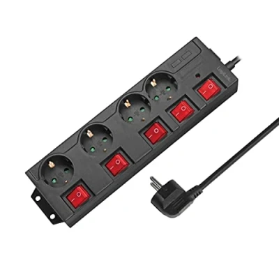 Afbeelding van Logilink 4 voudige Stekkerdoos met 5 schakelaars 3600W 1,5 meter Zwart