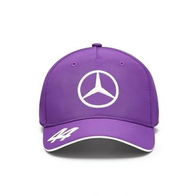 Afbeelding van Mercedes AMG Petronas Lewis Hamilton 2024 F1 Pet voor kinderen, eenheidsmaat, Paars.