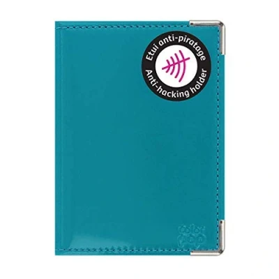 Afbeelding van Color Pop Extra platte pantserportemonnee (RFID bescherming) gemaakt in Frankrijk bescherming van bankgegevens, Blauw, klassiek
